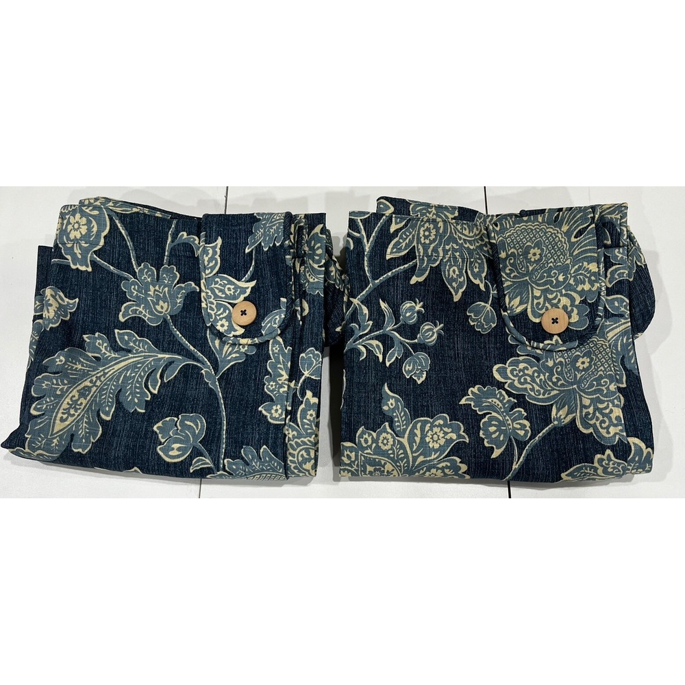Waverly Home Classics Blue Indigo Indian Print Euc 84 X 42 Cotton Two Panels